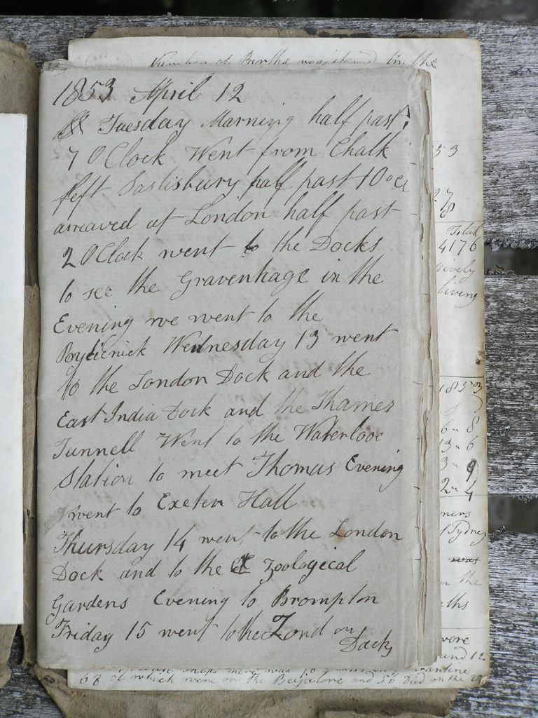 Abner Burrough's Diary 1853 page 1