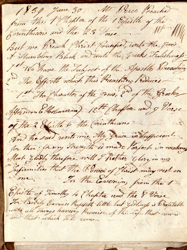 Burrough Diary 1839 page 1