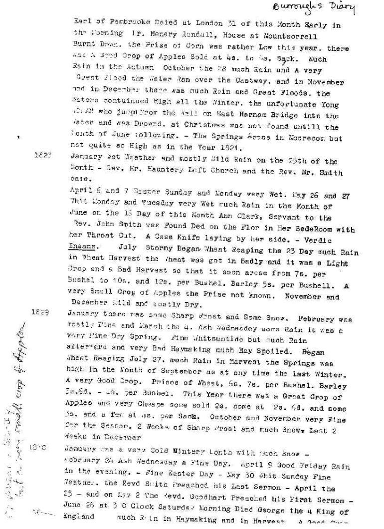 Thomas Burrough's Diary 1827