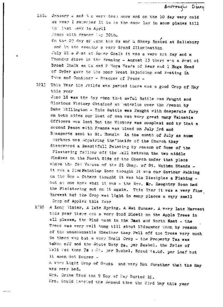 Thomas Burrough's Diary 1814