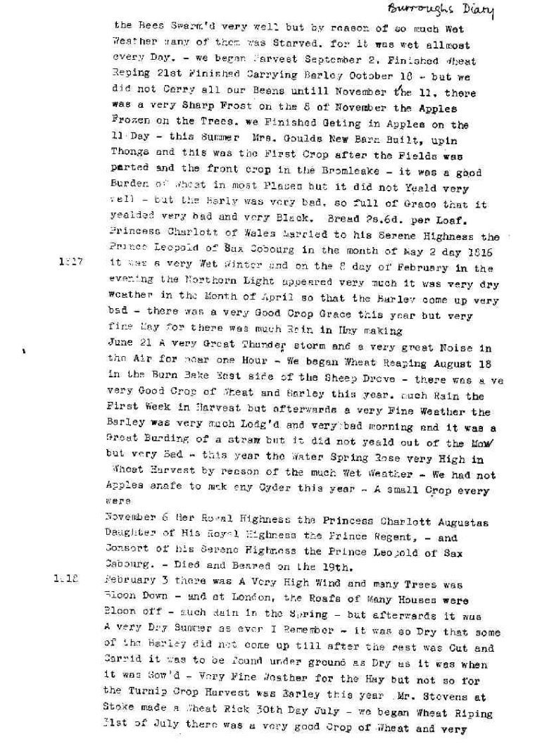 Thomas Burrough's Diary 1816