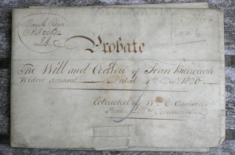 Joan Burrough's Will 1820