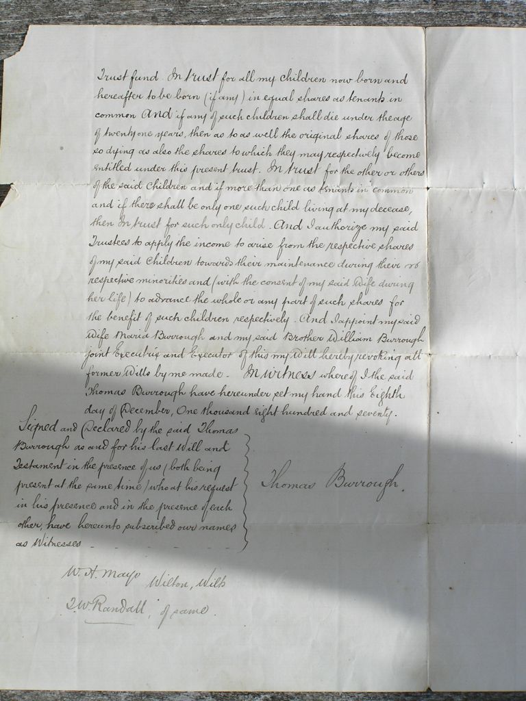 Thomas Burrough (2) Will page 2