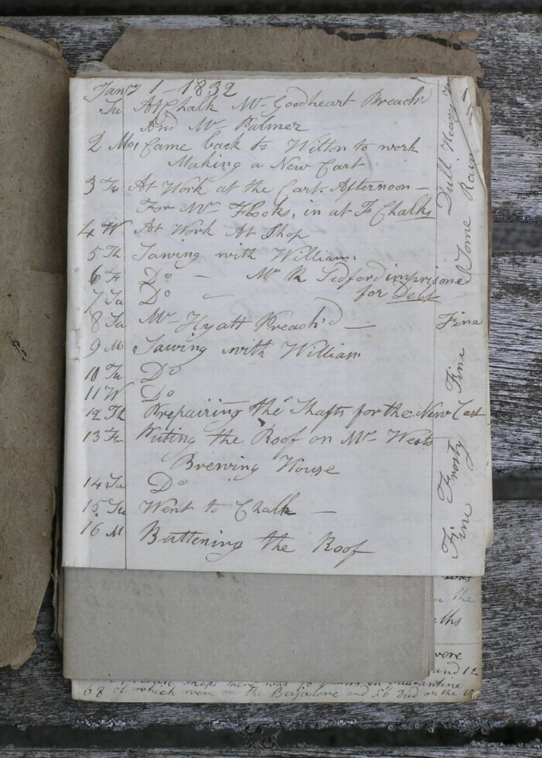 Thomas Burrough's Work Diary 1832 page 1