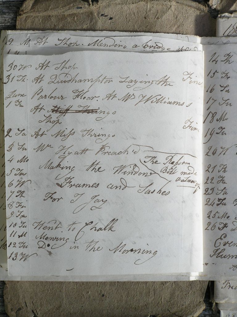 Thomas Burrough's Work Diary 1832 page 12