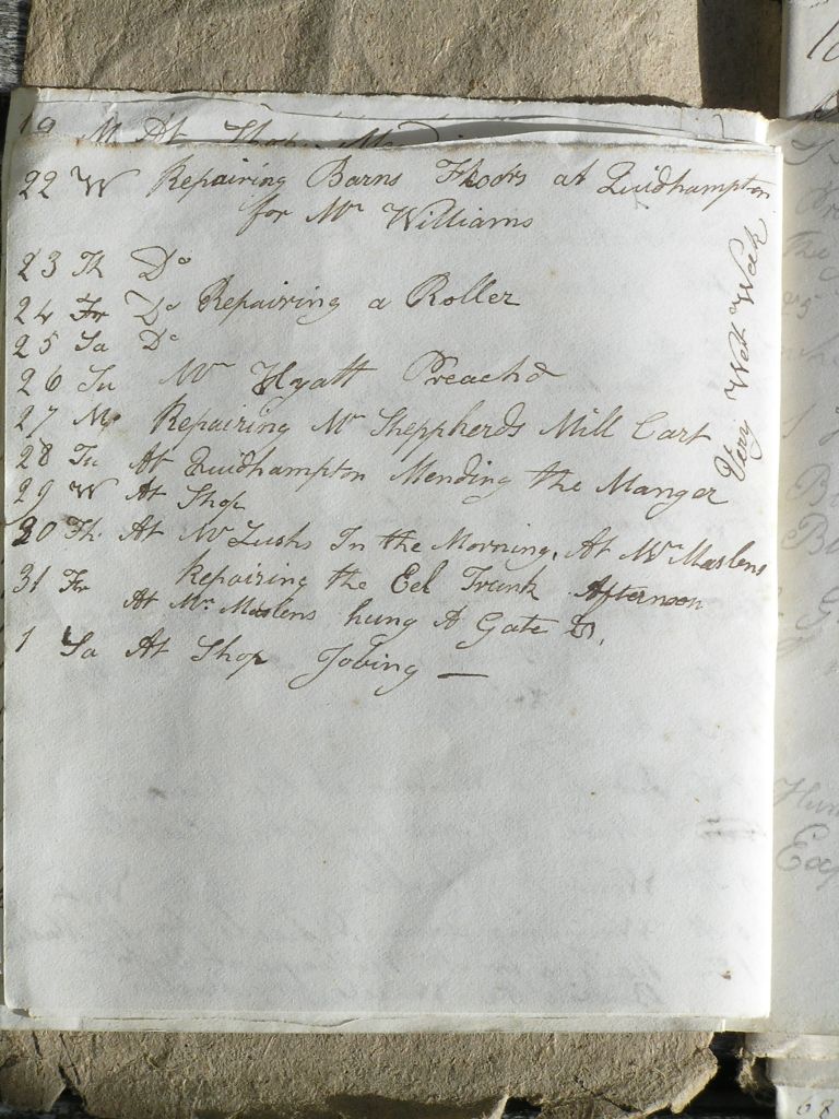Thomas Burrough's Work Diary 1832 page 18