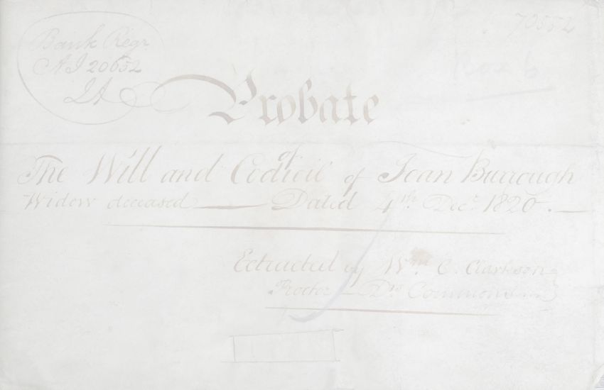 Will of Joan Burrough, 1820